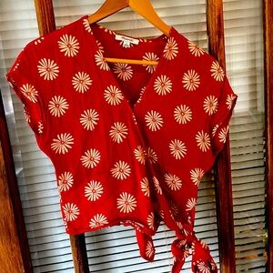 Women’s Madewell tie blouse rust colored